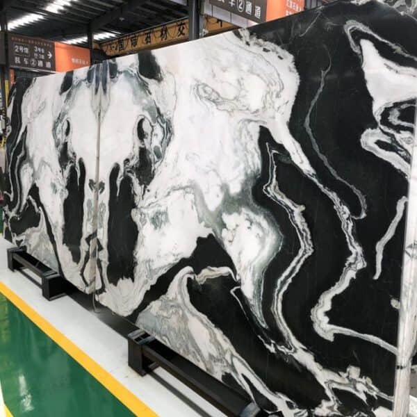 Panda White Marble with Black Veins Slab Tile