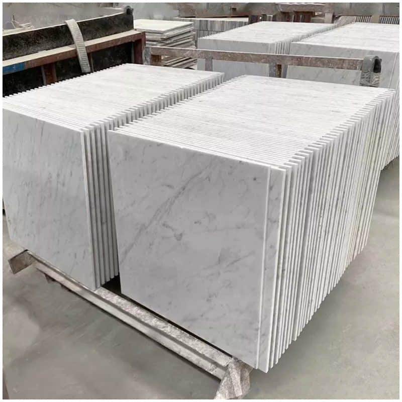 Carrara White Polished Marble Tile