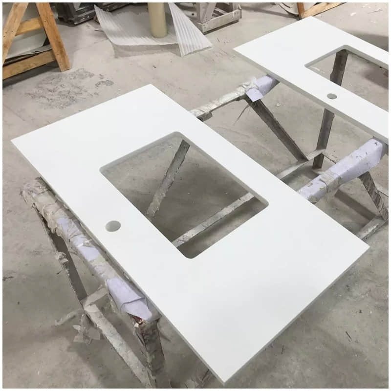 Pure White Quartz Bathroom Vanity Top