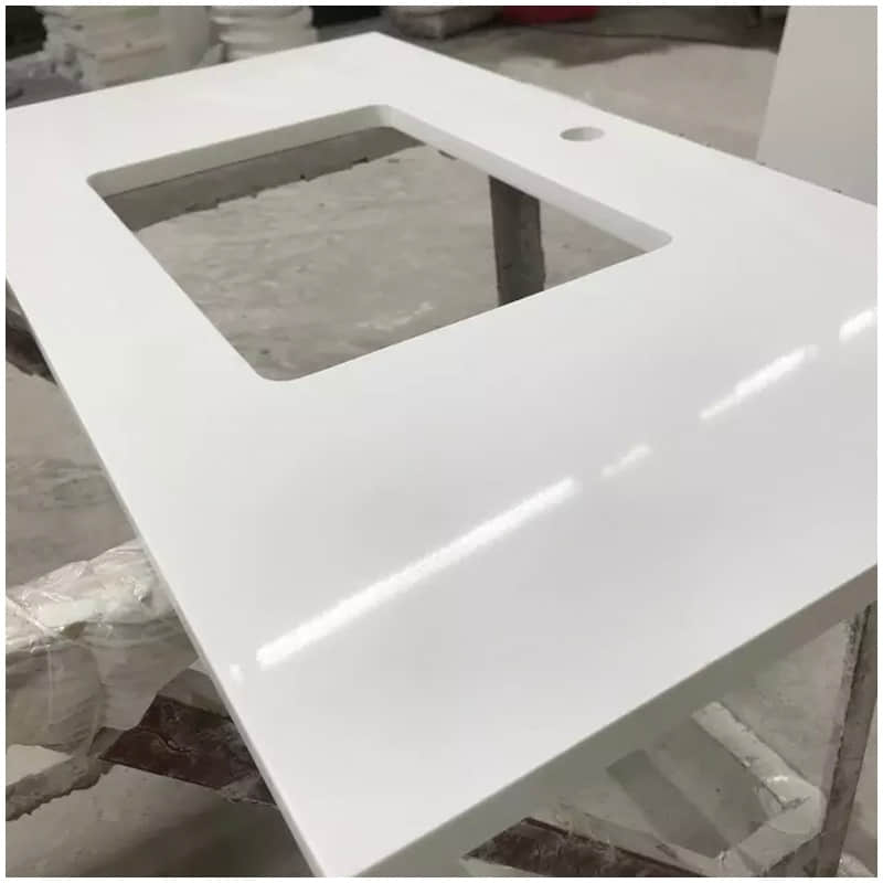 Pure White Quartz Bathroom Vanity Top - Image 4