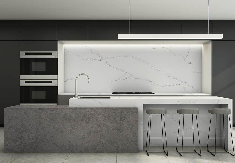 Revestimiento de Pared y Encimera de Cocina de Cuarzo Calacatta - Image 4