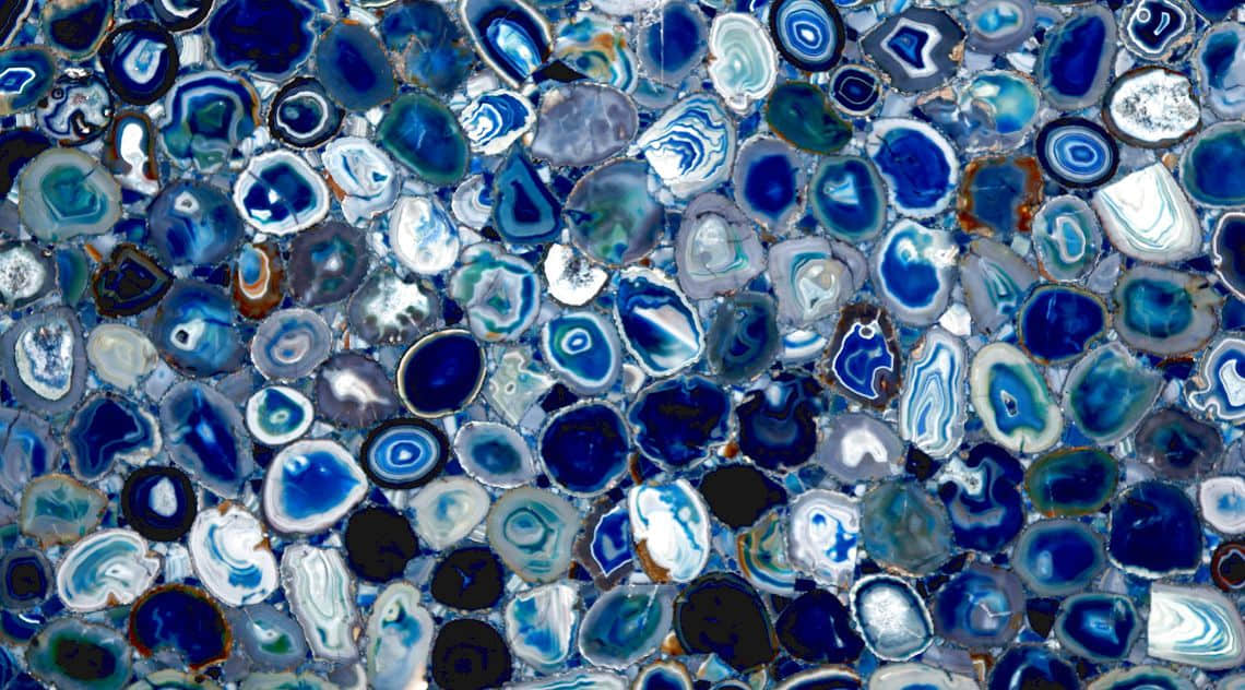 Semi Precious Stone Backlit Blue Agate Slab