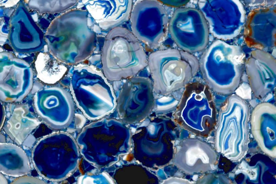 Semi Precious Stone Backlit Blue Agate Slab - Image 2