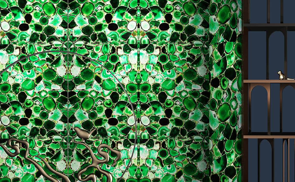 Semi Precious Stone Backlit Green Agate Slab - Image 2