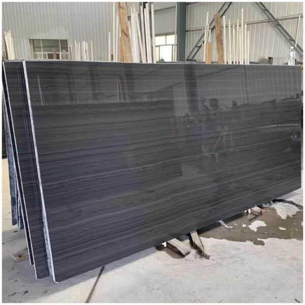 Absolute Black Wood Marble Slabs – Linear Grain