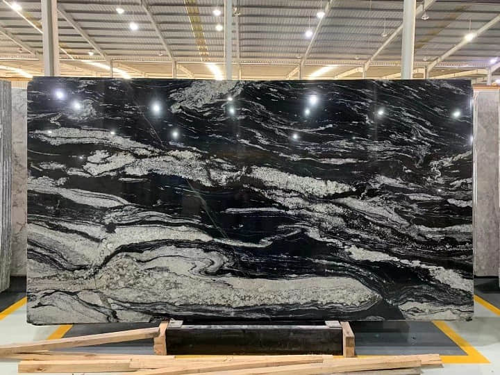 Cosmic Black Manhattan Black Granite Slab