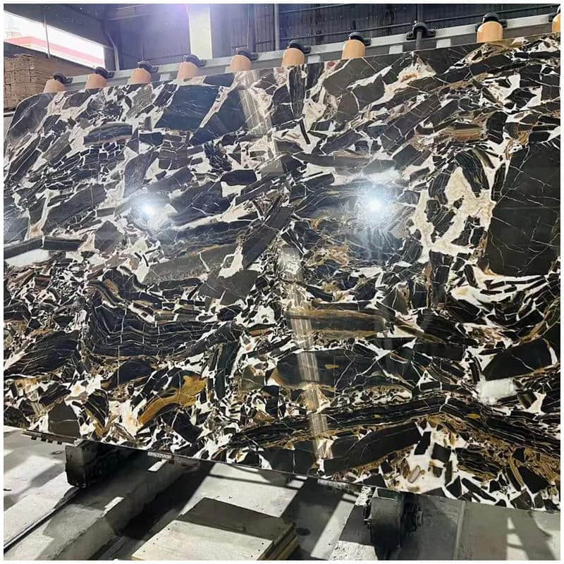 Antique River Marble Slabs – Deep Charcoal with Fluid White Veining - Image 2