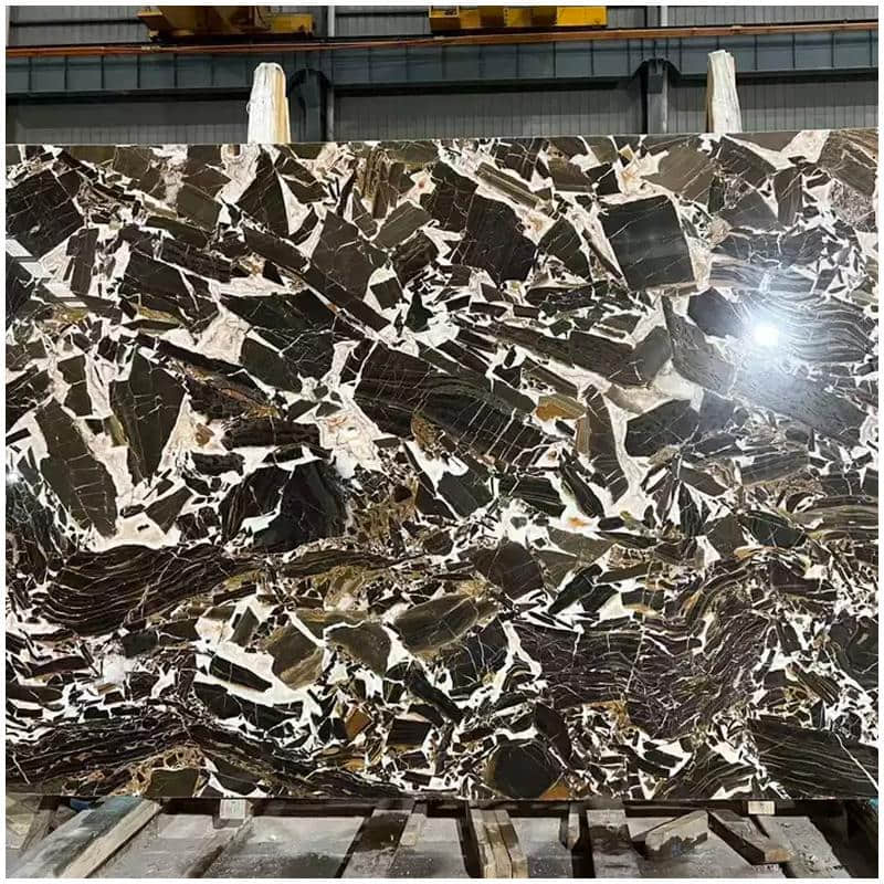 Antique River Marble Slabs – Deep Charcoal with Fluid White Veining - Image 3