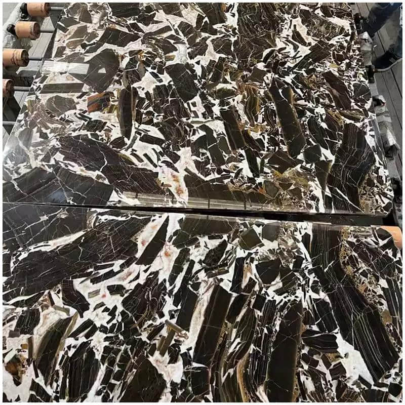 Antique River Marble Slabs – Deep Charcoal with Fluid White Veining - Image 4