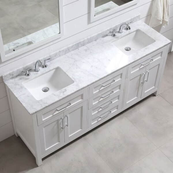 Polished Carrara White Marble Bathroom Vanity Top