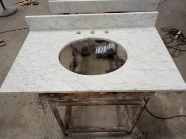 Polished Carrara White Marble Bathroom Vanity Top - Image 4
