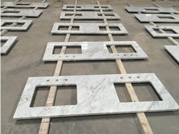 Polished Carrara White Marble Bathroom Vanity Top - Image 5