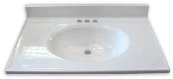 Polished White Bathroom Vanity Top - Image 2