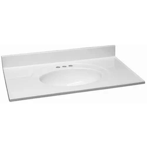 Polished White Bathroom Vanity Top - Image 3