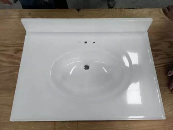 Polished White Bathroom Vanity Top - Image 5