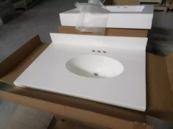 Polished White Bathroom Vanity Top - Image 6