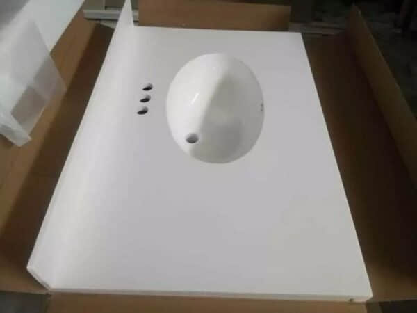 Polished White Bathroom Vanity Top - Image 7