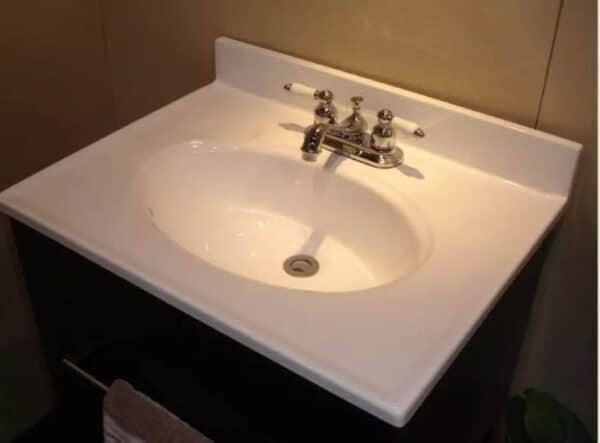 Polished White Bathroom Vanity Top - Image 8