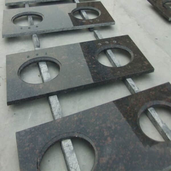 Tan Brown Granite Double Sinks Vanity Top