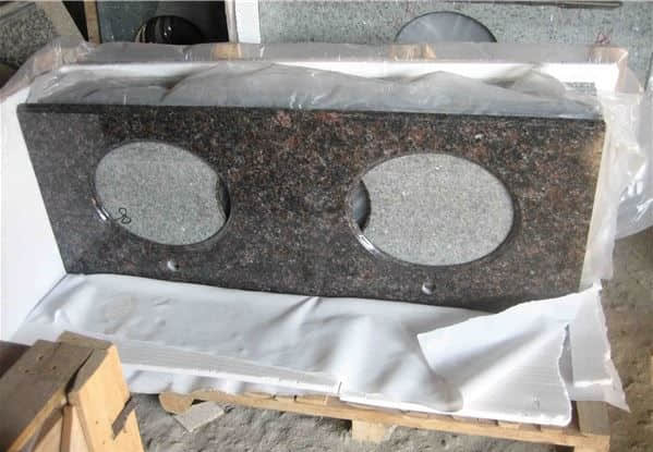 Tan Brown Granite Double Sinks Vanity Top - Image 4