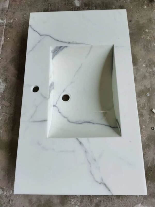 White Nano Glass Stone Vanity Top - Image 3
