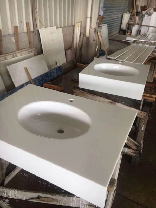 White Nano Glass Stone Vanity Top - Image 5