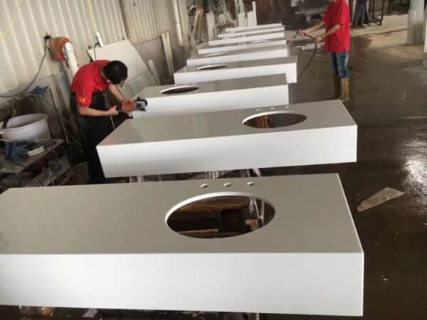 White Nano Glass Stone Vanity Top - Image 8