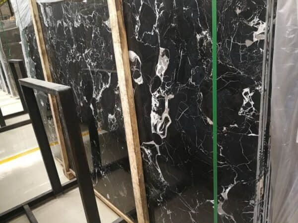 Cross Cut Silver Dragon Black Marble Slab - Image 2