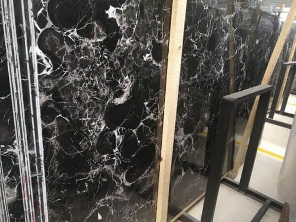 Cross Cut Silver Dragon Black Marble Slab - Image 3
