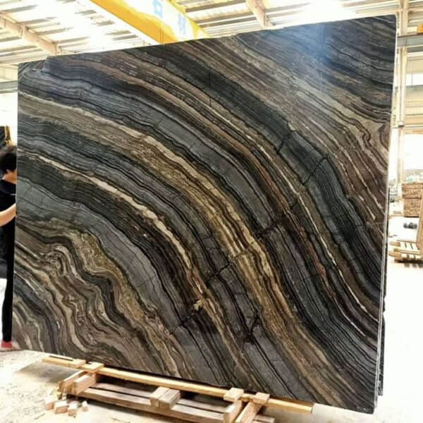 Gold Wood Marble Slab For Wall Cladding