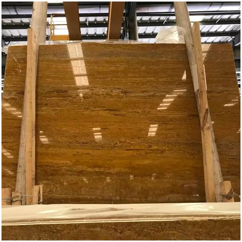 Golden Travertine Marble Polished Slabs