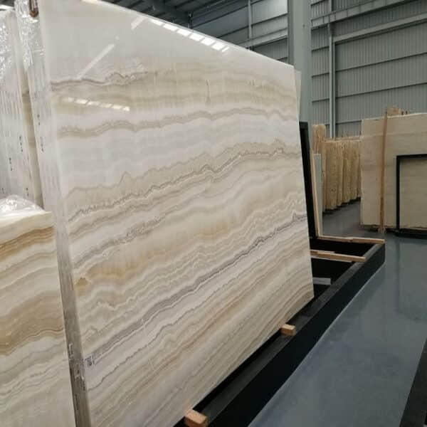 Natural White Onyx Backlit Wood Grain Onyx